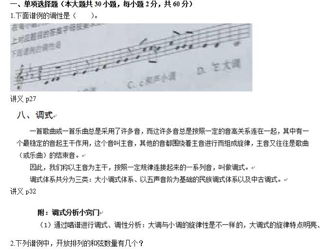 教师资格考试音乐学科命中分析